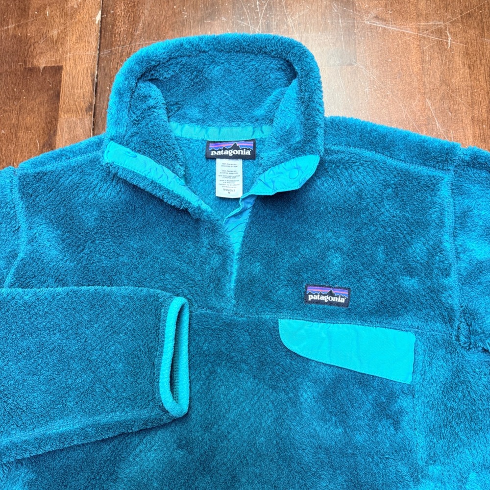 Patagonia Re-Tool Snap-T Pullover Women M Teal Fleece Jacket 25442 Gorpcore